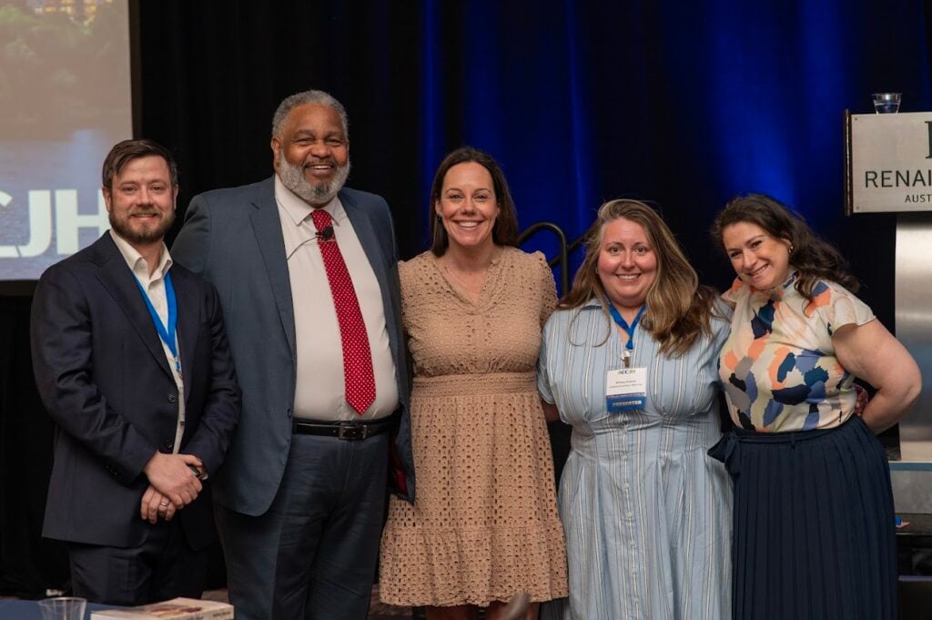 Members of our JHE team with Ray Hinton, ACCJH keynote speaker (second from left)