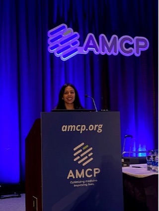 Neha Kashalikar, PharmD, and Mahsa Salsabili, PharmD, PhD presenting "A Practical Framework in Managing Value-Based Contracts&rdquo;.
