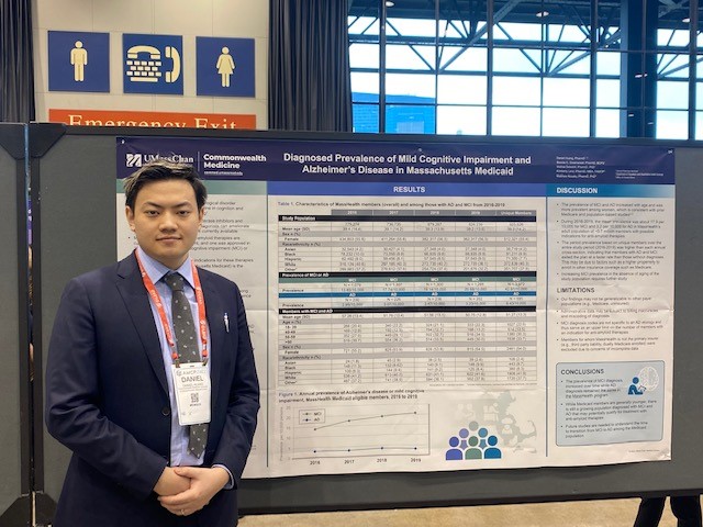 Daniel Huang, PharmD, pharmacoepidemiology and pharmacoeconomics fellow, presenting "Diagnosed Prevalence of Mild Cognitive Impairment and Alzheimer’s Disease in Massachusetts Medicaid".
