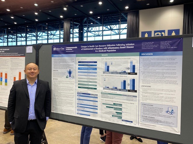 Wilson Haong, PharmD, MBA, pharmacy resident, presenting "Changes in Healthcare Resource Utilization Following Initiation of Ustekinumab in Members with Inflammatory Bowel Disease in a Medicaid Population".